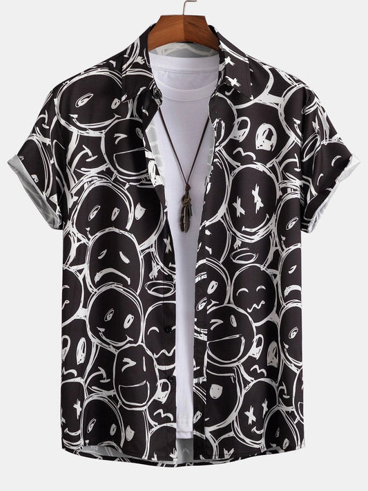 Kortærmet Skjorte Print Komfort Pasform Casual | Ravion