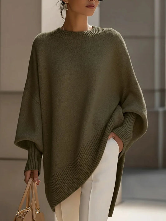 Oversized trui met ribgebreide afwerking
