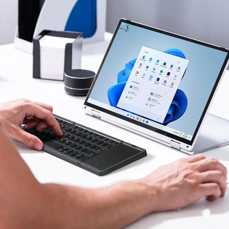 Foldbart Tastatur Bluetooth Touchpad Mobil Brug | Rovano