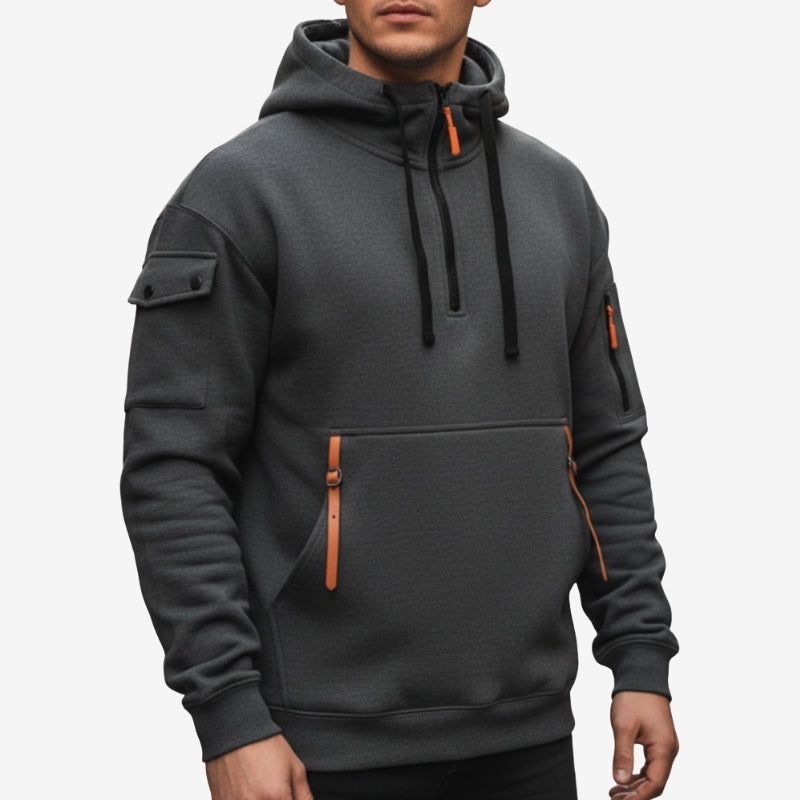 Nordic Half-Zip Hoodie – Unisex Langærmet Hættetrøje til Hverdag