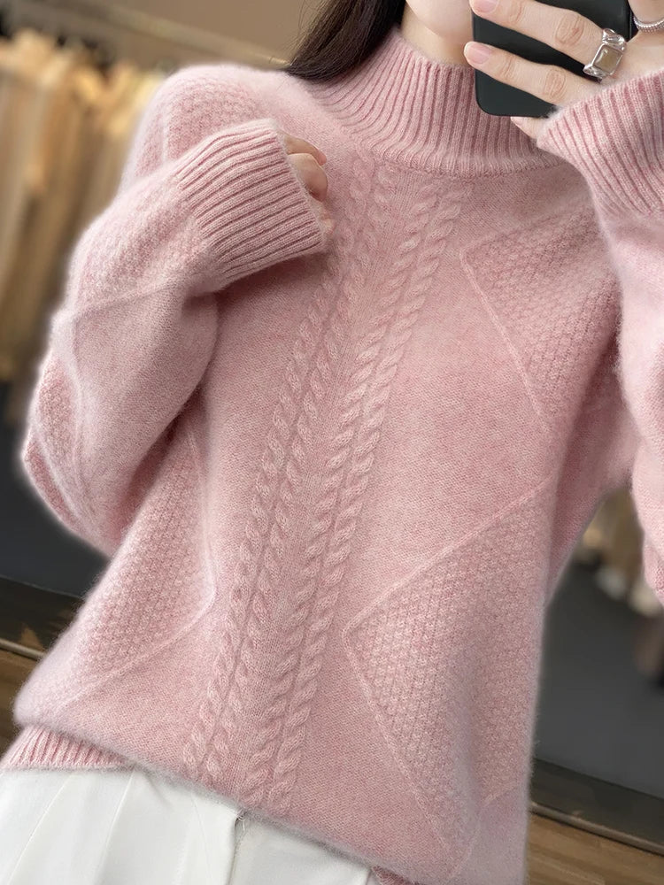 Striktrøje Merino Uld Mock Neck Vinter | Sorelle