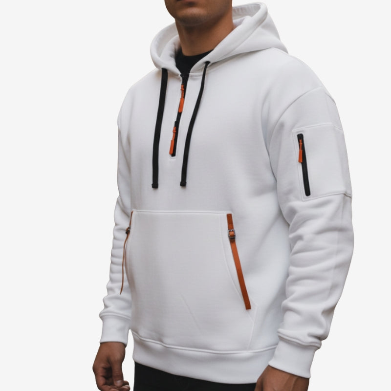 Nordic Half-Zip Hoodie – Unisex Langærmet Hættetrøje til Hverdag
