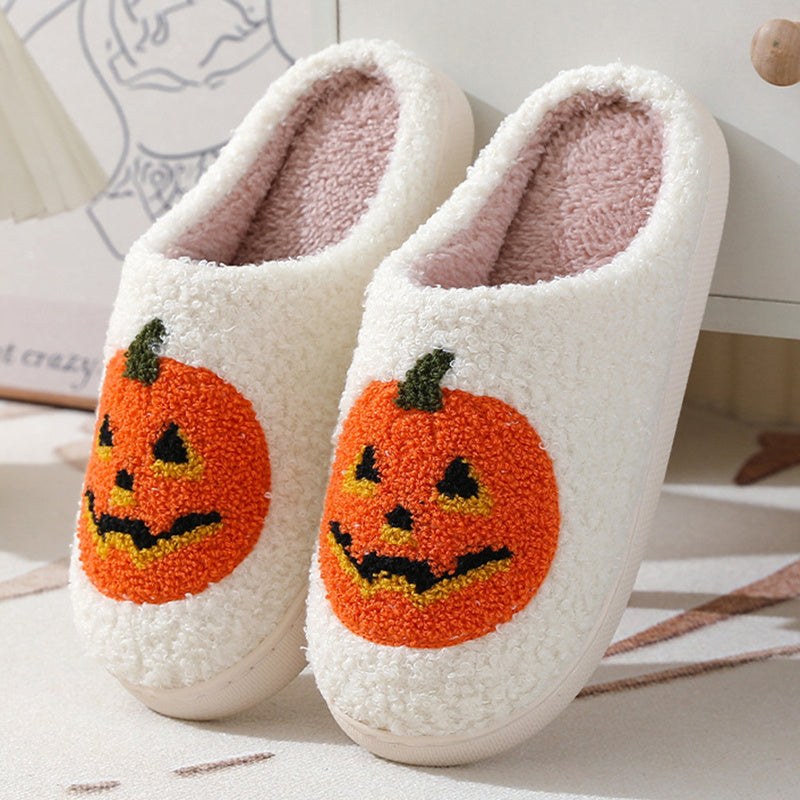Halloween Sutsko Blødt Bomuldsfor Gummisål Græskardesign Slip-On | Pumpettofs