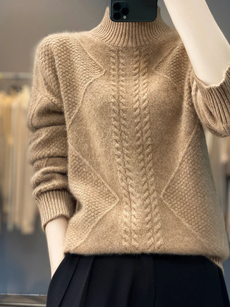 Striktrøje Merino Uld Mock Neck Vinter | Sorelle
