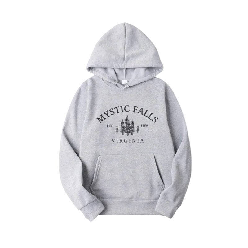Oversized Hoodie Bomuldsblanding Vintage Print Kængurulomme Komfort | Valtor