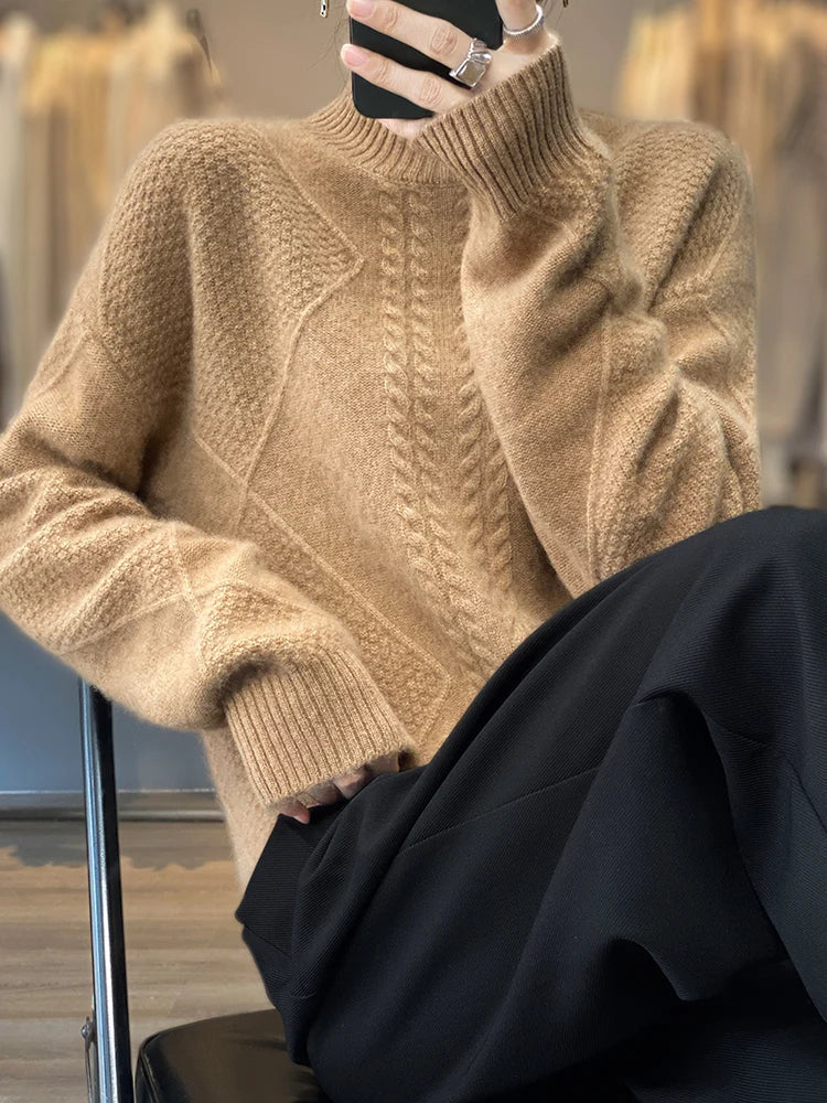 Striktrøje Merino Uld Mock Neck Vinter | Sorelle