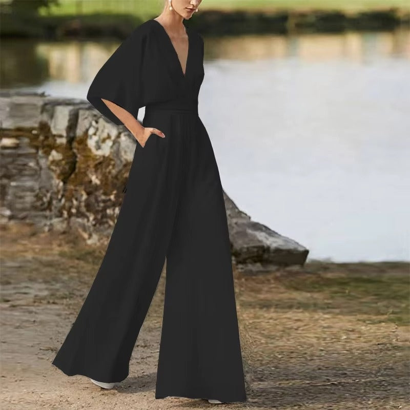 Jumpsuit Loose Fit V-hals Casual Comfort | Virela
