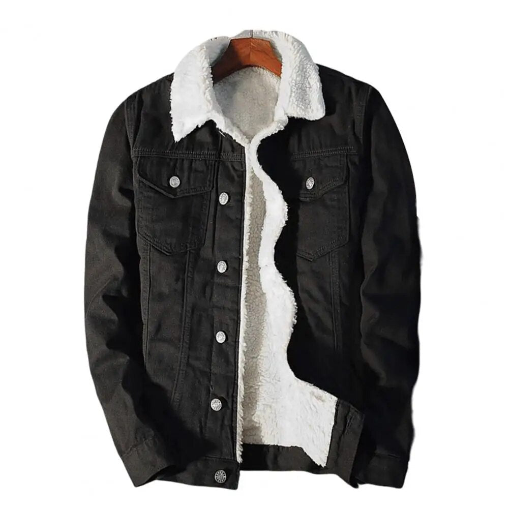 Denimjakke Herre Fleeceforet Bomuldsblanding Vinterjakke Casual | Brando
