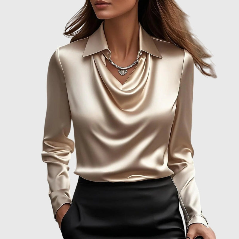 Bluse Slim Fit Høj Krave Polyester | Luviana