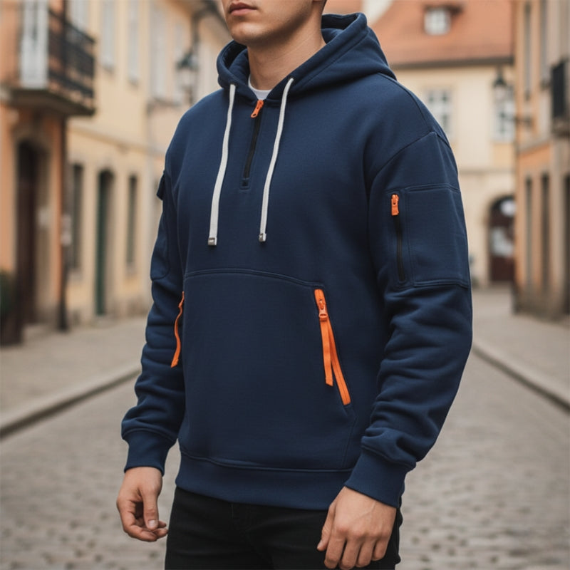 Nordic Half-Zip Hoodie – Unisex Langærmet Hættetrøje til Hverdag