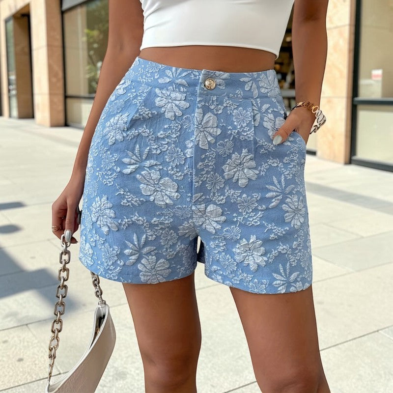 Dame Shorts Høj Talje Blomstermønster | Westlyn