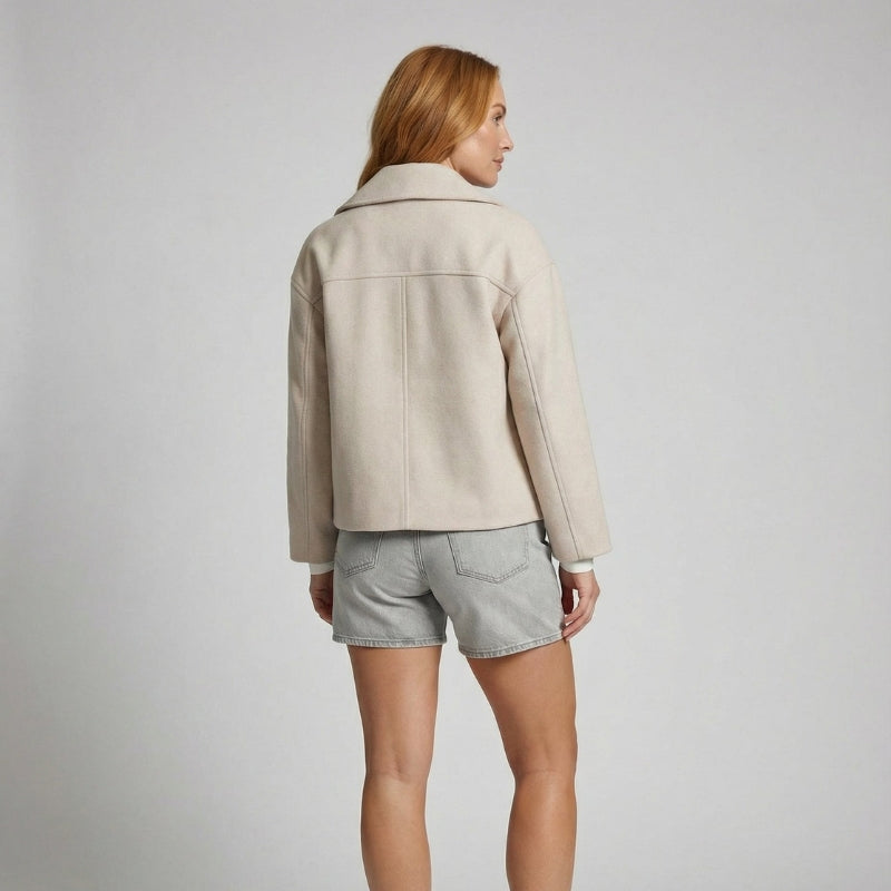 Cropped Jakke Dobbeltknap Polyester Casual | Marvello