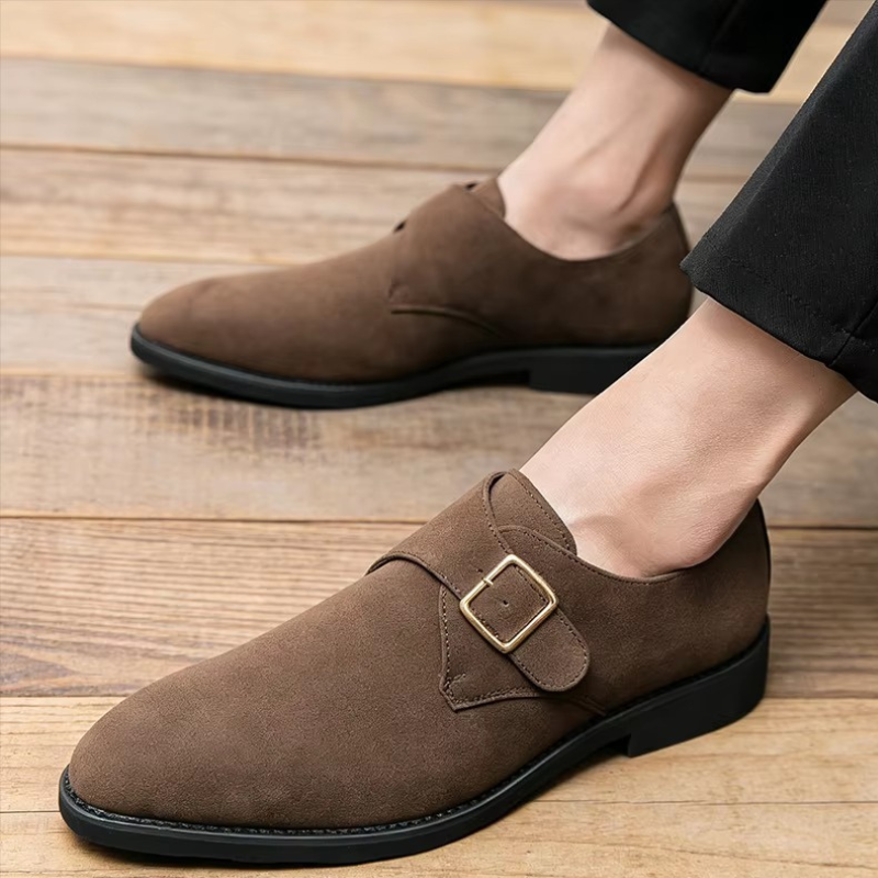 Herresko Spids Tå Monk Strap Klassisk Stil | Denvor