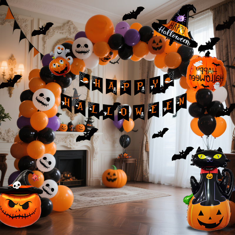 Halloween Ballondekorationssæt med Græskarprint | PumpkinParty