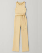 Polyester Jumpsuit Met Glitterdesign En Tailleband-Jumpsuits-Velani-Goud-S-Velani