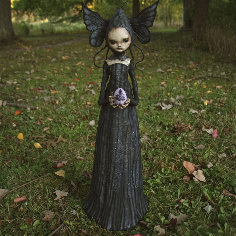 Gotisk Heksefigur med Dekorativ Stav Halloween Resin | ShadowHex