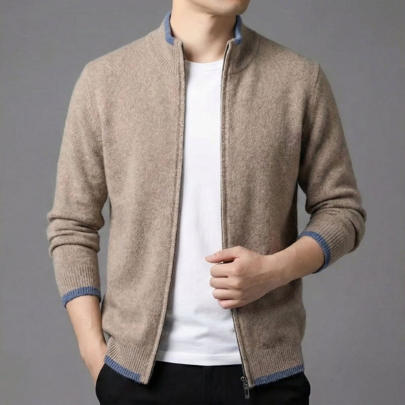 Sweater slim fit uld lynlås daglig | Santoro