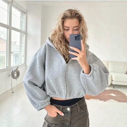 Hættetrøje med Lynlås Oversized Letvægt | Vintera
