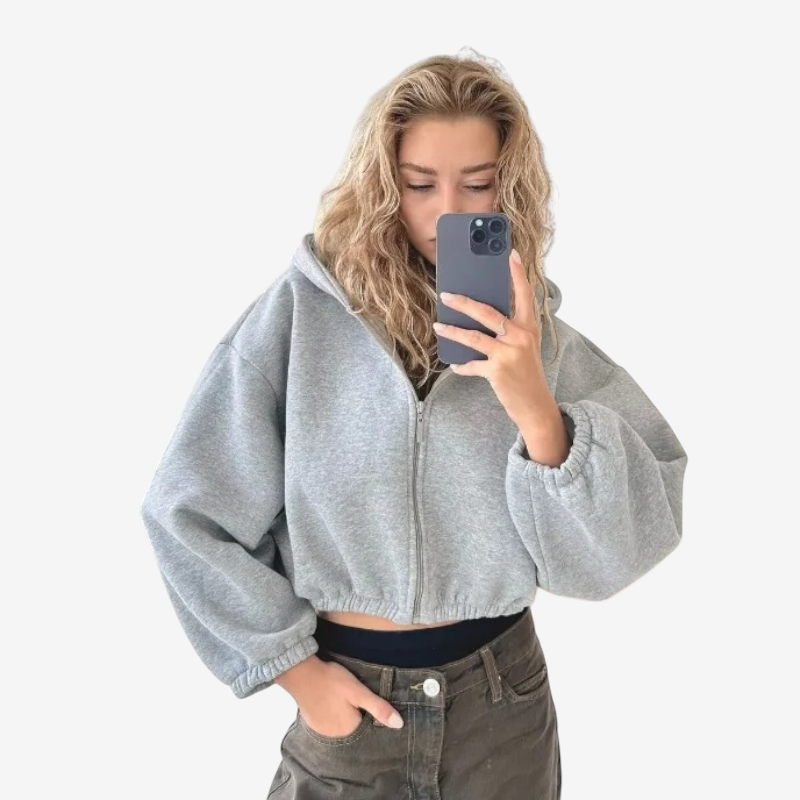 Hættetrøje med Lynlås Oversized Letvægt | Vintera