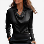 Bluse Slim Fit Høj Krave Polyester | Luviana
