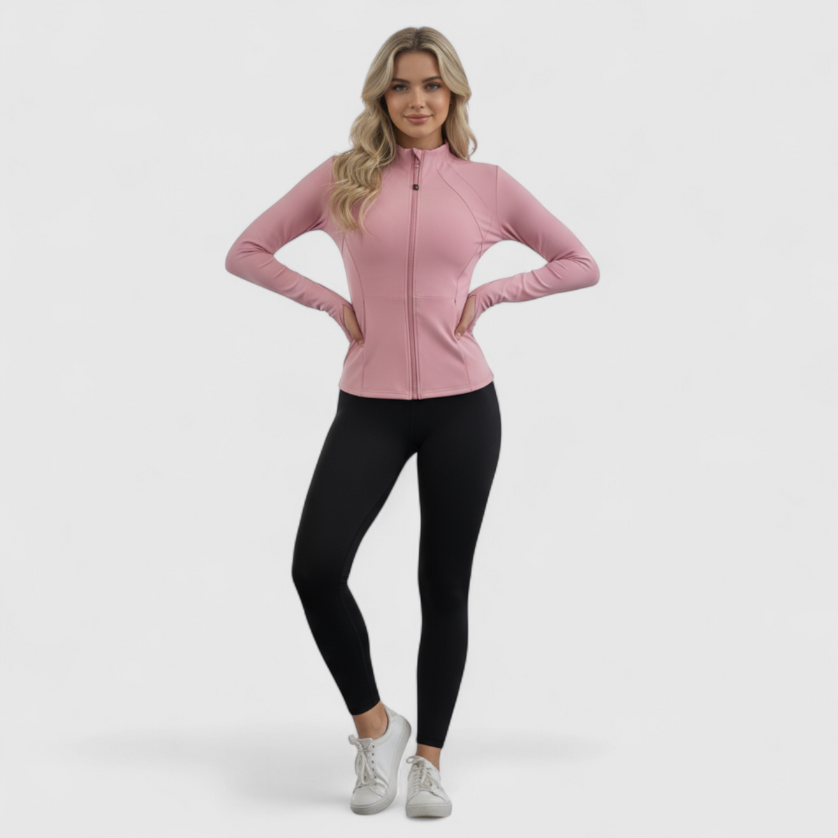 Slim fit sportjakke til kvinder med lange ærmer og lynlås | Isadora