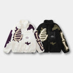Skeleton Fleecejakke Herre Oversized Streetwear Vinter Gothic Skelet | Cristia