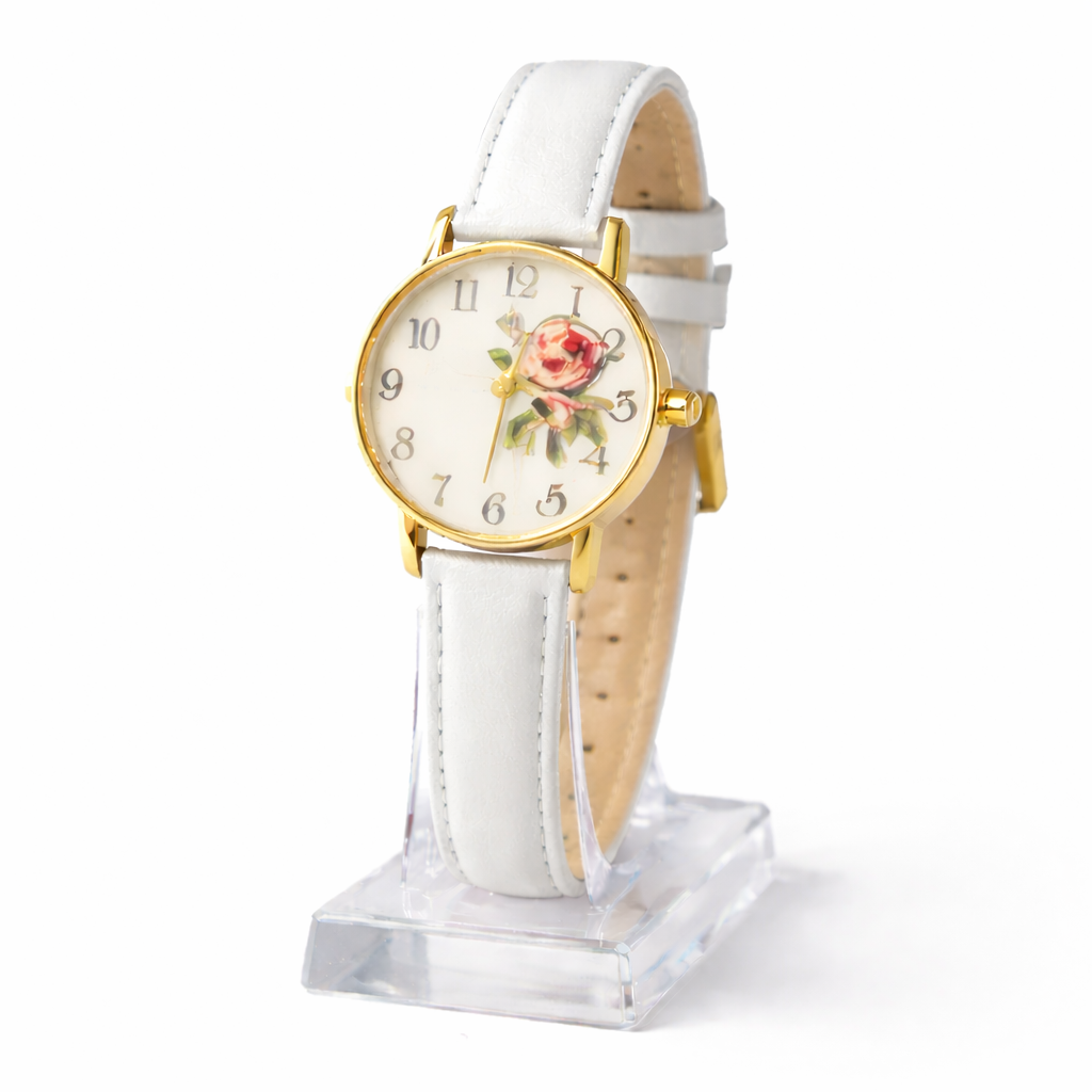 Minimalistisk dameur med analog urskive quartz urværk klassisk rem og spænde | Rosélie
