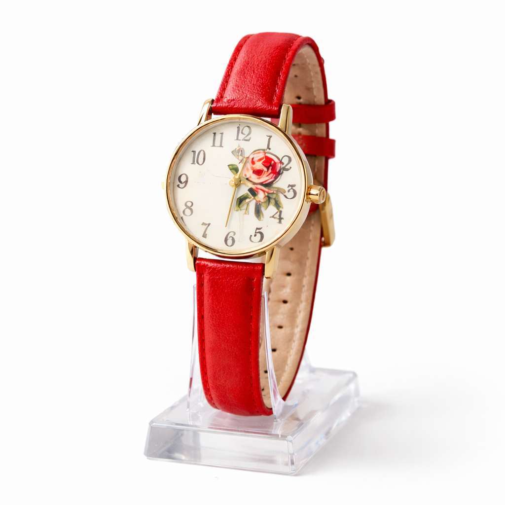 Minimalistisk dameur med analog urskive quartz urværk klassisk rem og spænde | Rosélie