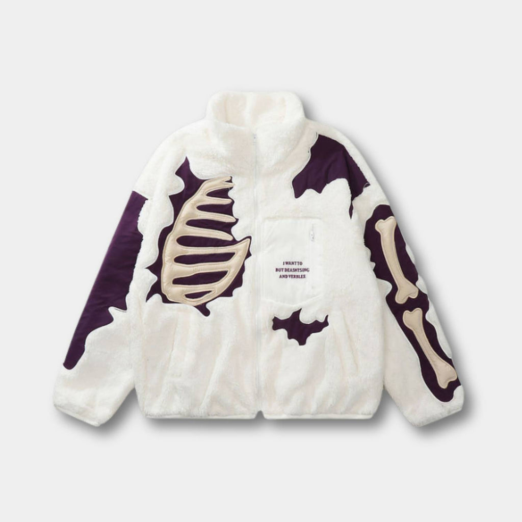 Skeleton Fleecejakke Herre Oversized Streetwear Vinter Gothic Skelet | Cristia