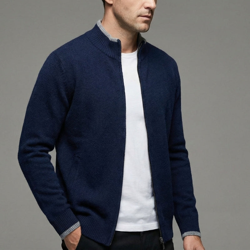 Sweater slim fit uld lynlås daglig | Santoro