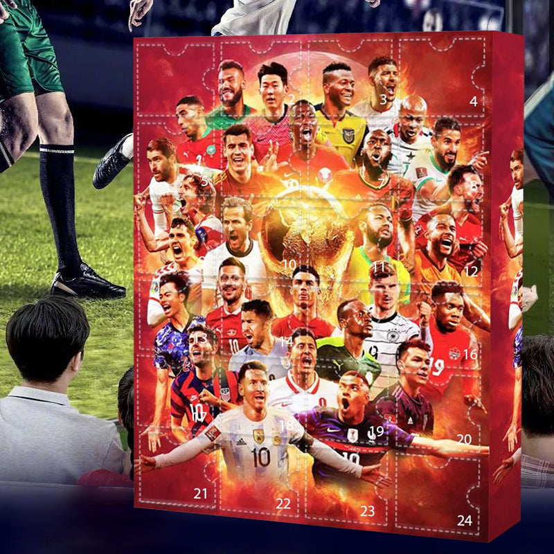 Fodboldjulekalender med 24 figurer og låger til nedtælling | FodboldAvent