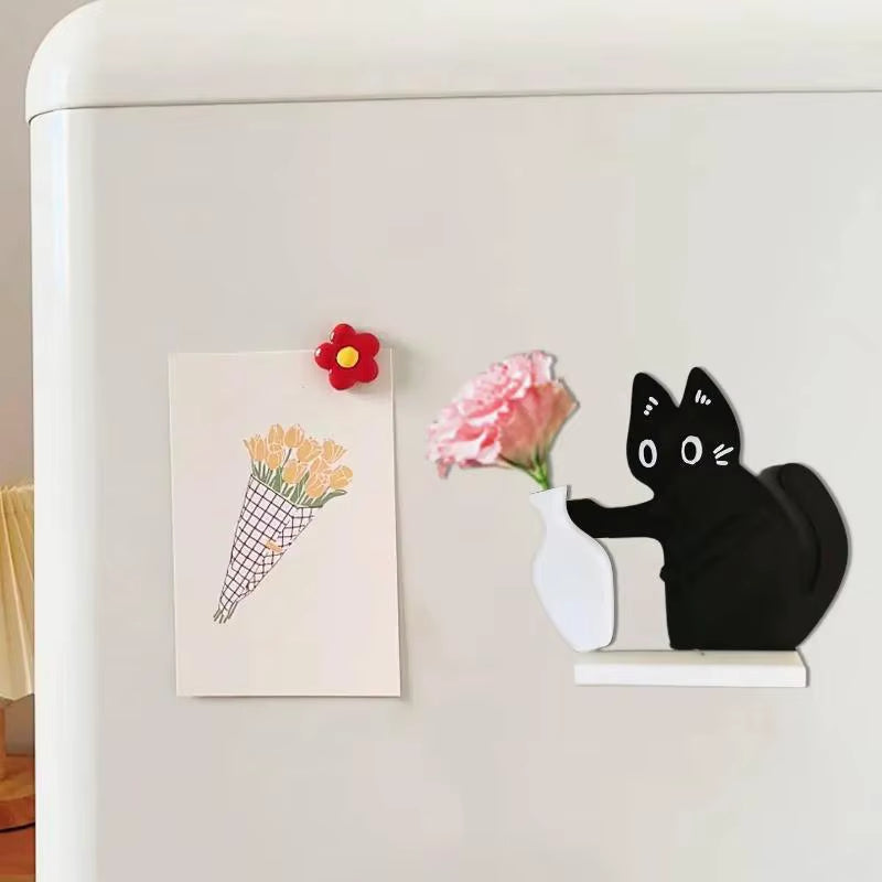 Magnetisk vase i plastik med kattemotiv til planter og dekoration | Catable