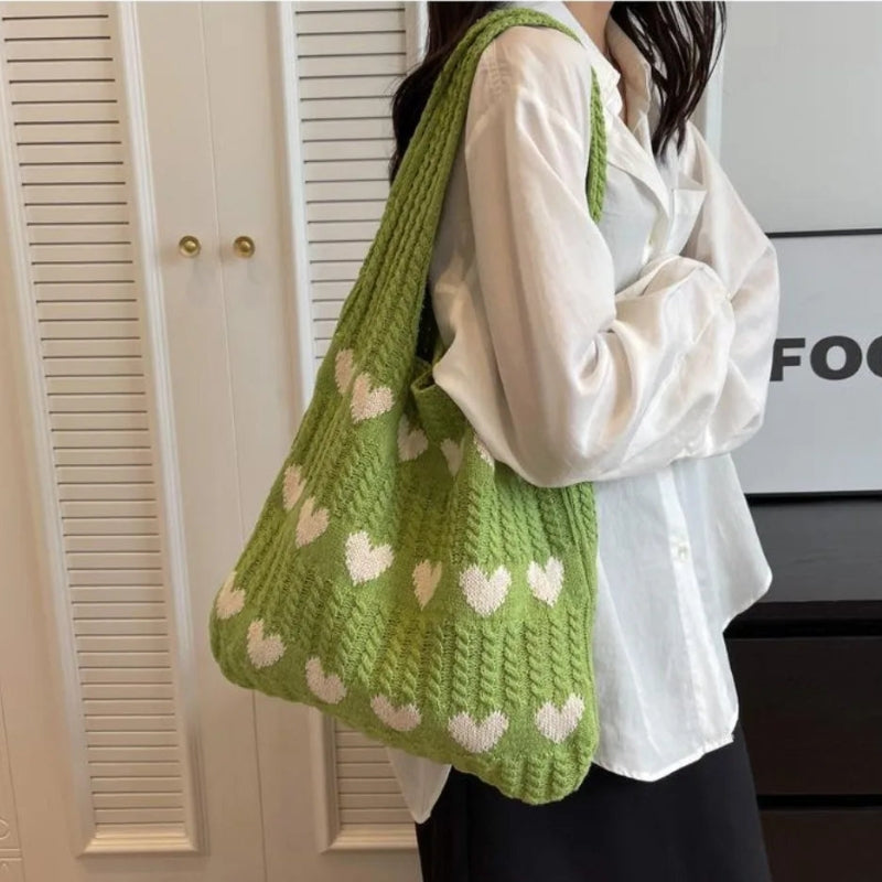 Tote taske broderet hjerte polyester daglig | Lucero