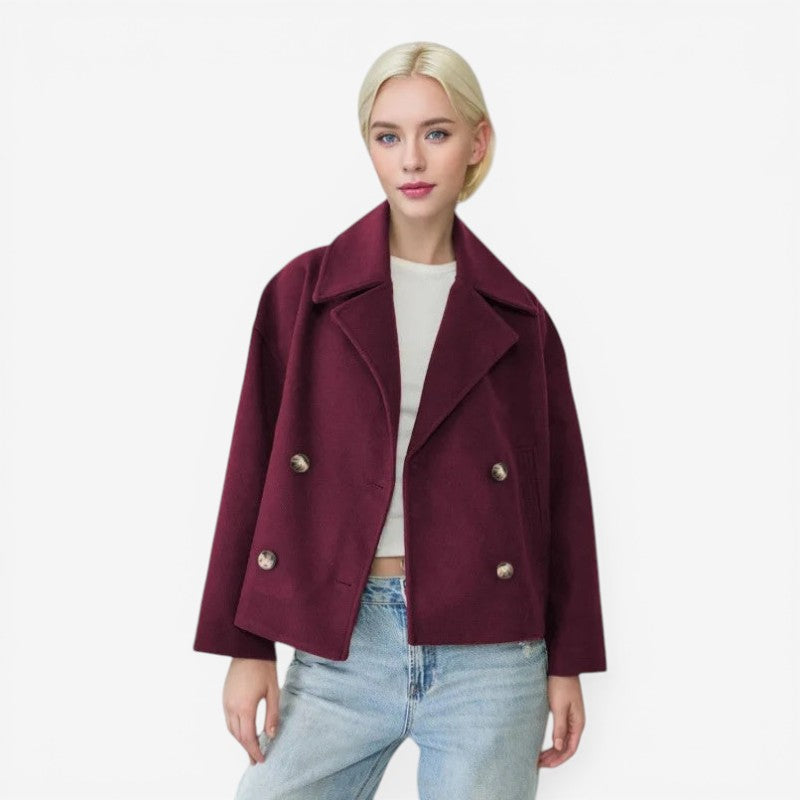 Cropped Jakke Dobbeltknap Polyester Casual | Marvello