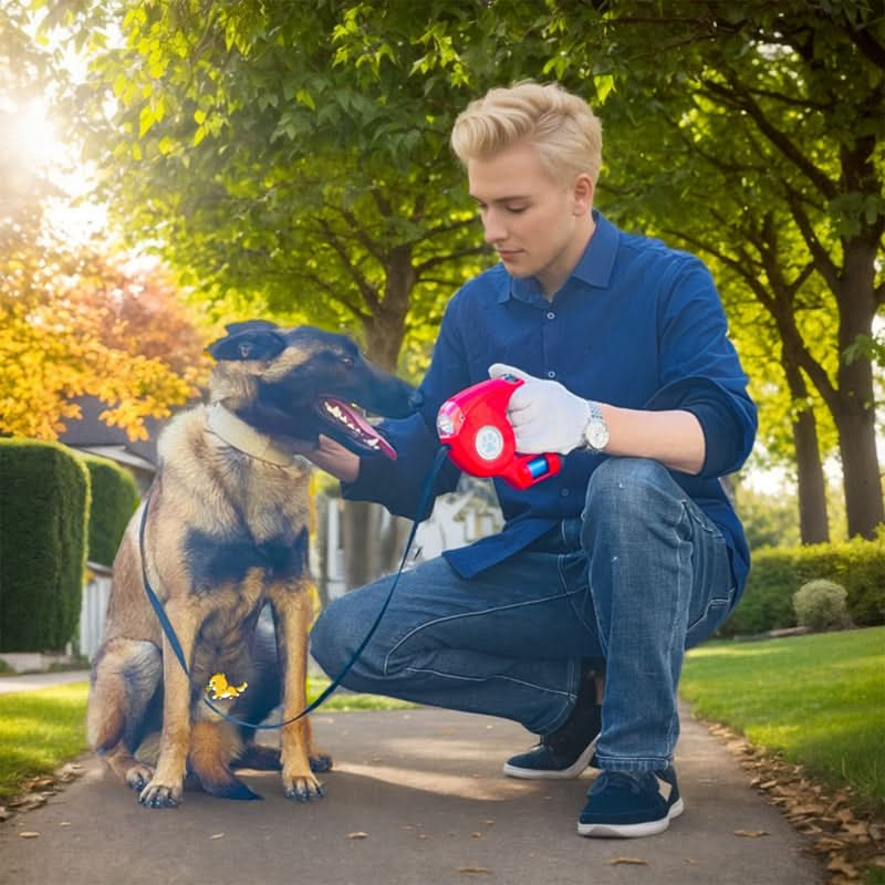 Udtrækkelig hundesnor med LED-lys poseholder nylonline og ergonomisk håndtag | Nathan