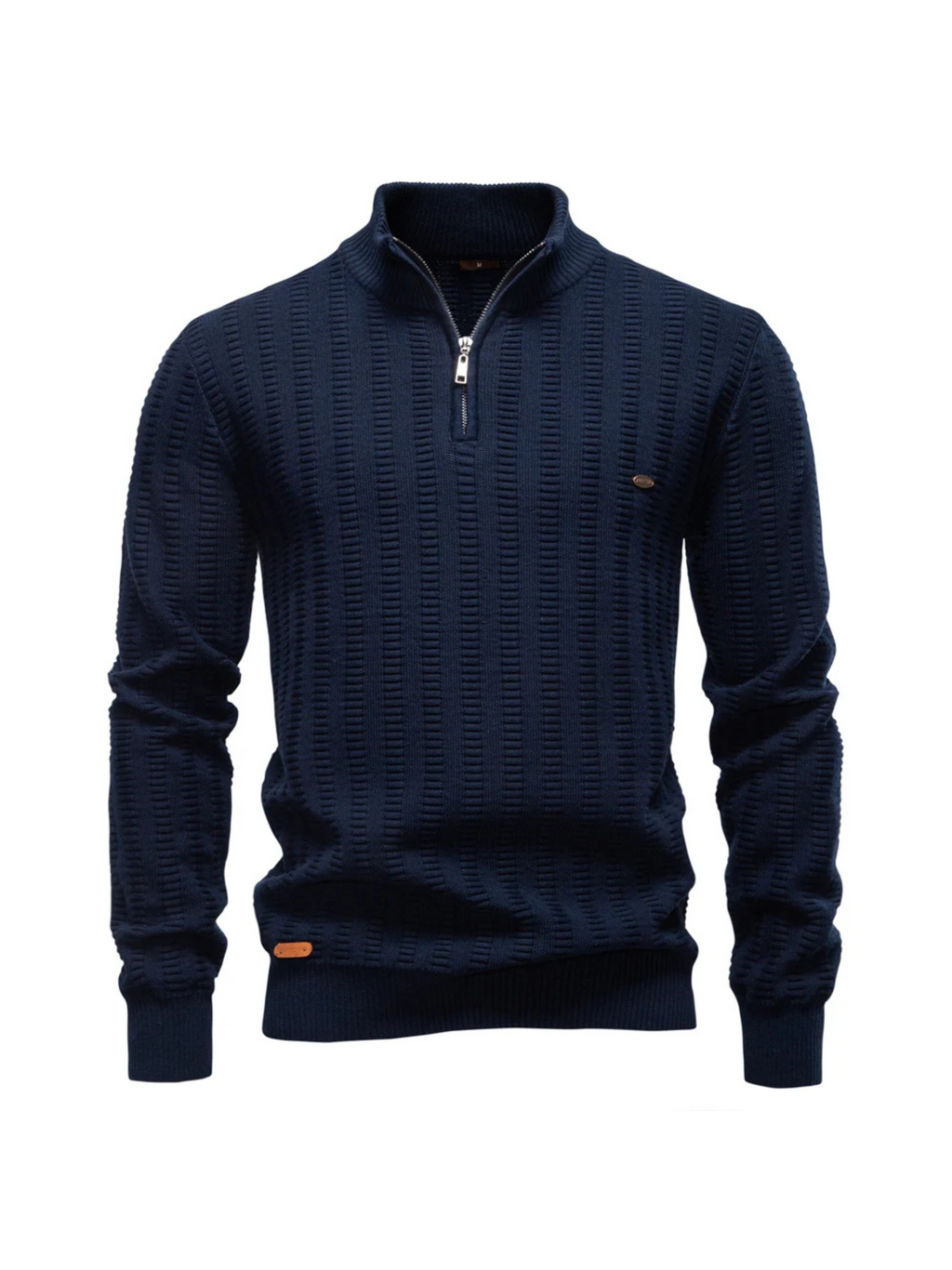 Sweater Ribstrikket Quarter Zip Katoen Stretch | Jayron