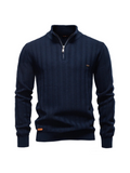 Sweater Ribstrikket Quarter Zip Katoen Stretch | Jayron