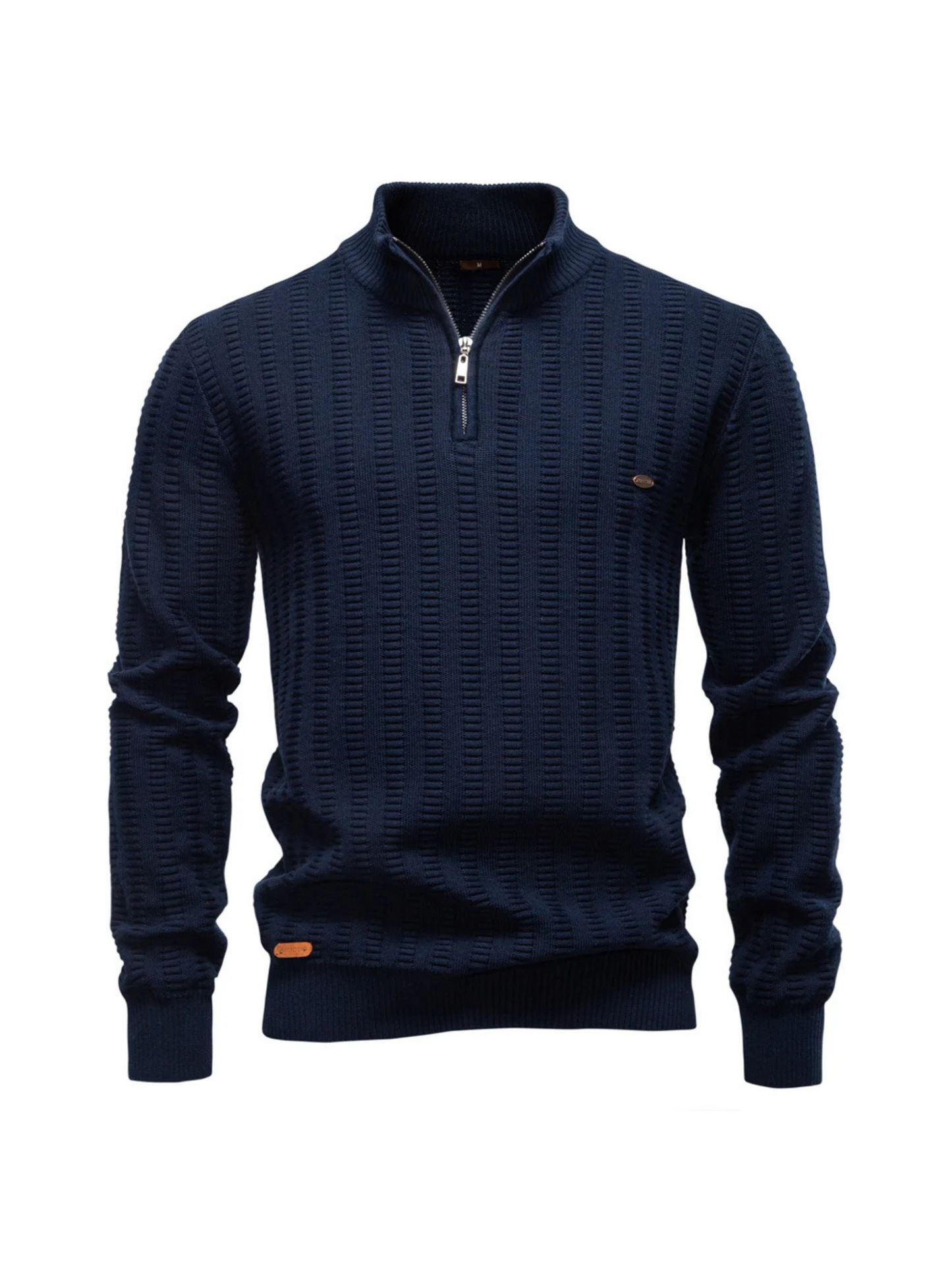 Sweater Ribstrikket Quarter Zip Katoen Stretch | Jayron