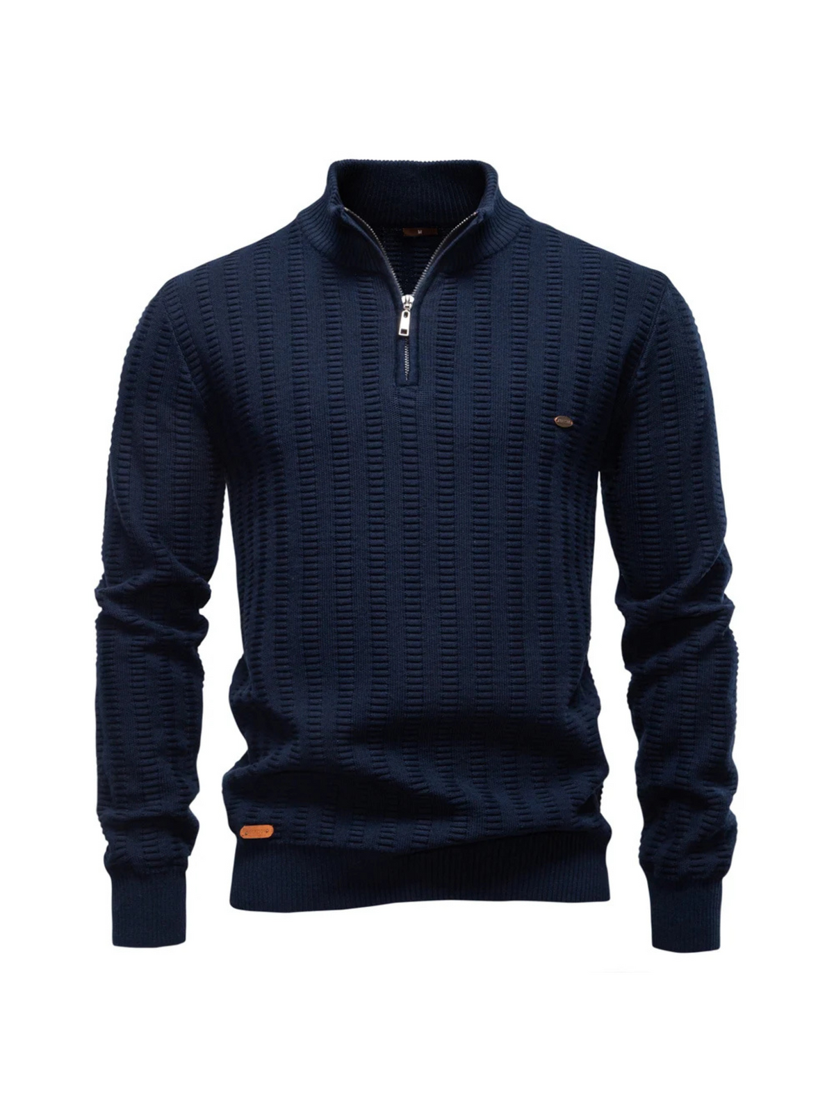 Sweater Ribstrikket Quarter Zip Katoen Stretch | Jayron