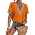 Emma – V-Hals Blouse met Korte Mouwen Velani