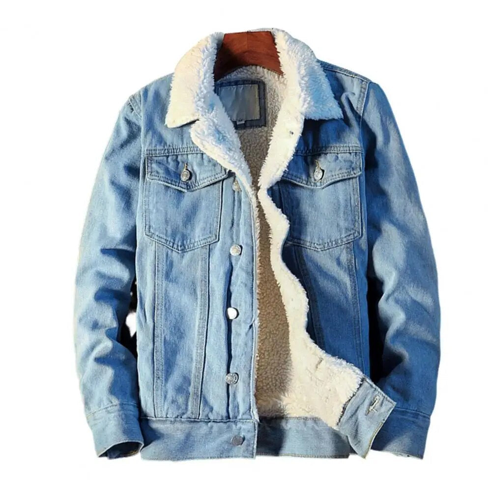 Denimjakke Herre Fleeceforet Bomuldsblanding Vinterjakke Casual | Brando