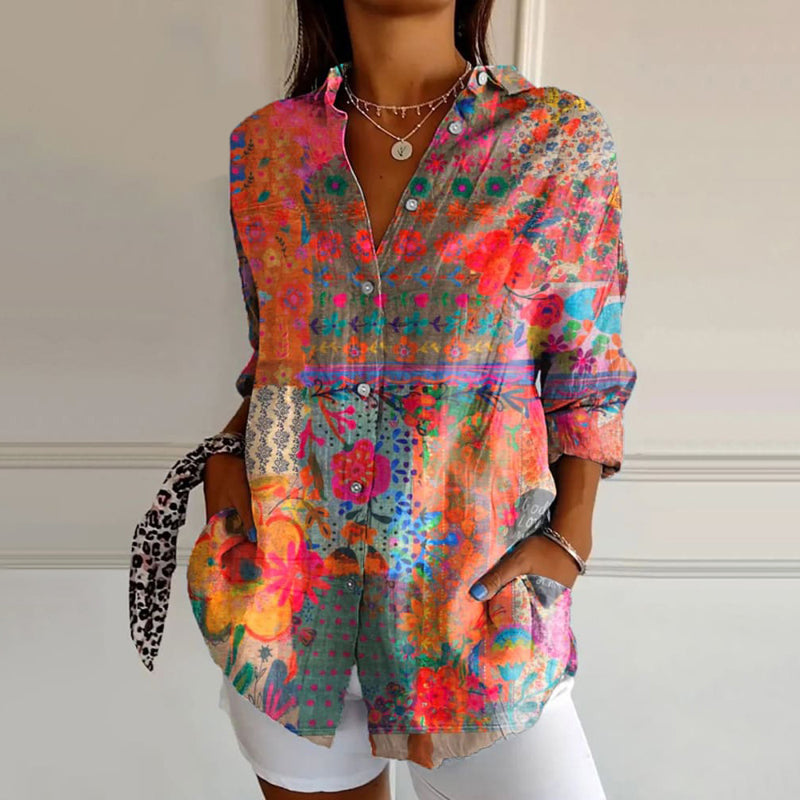 Dame Bluse Blomsterprint Let Sommer | Elvira