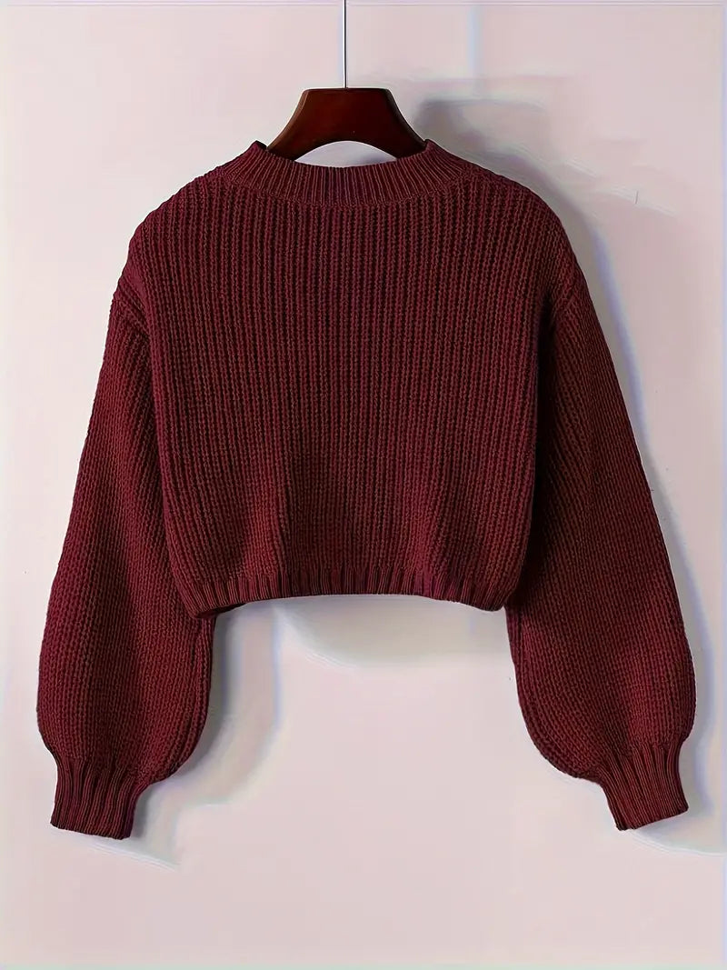 Striktrøje Cropped Blød Blouson Ærmer | Virela