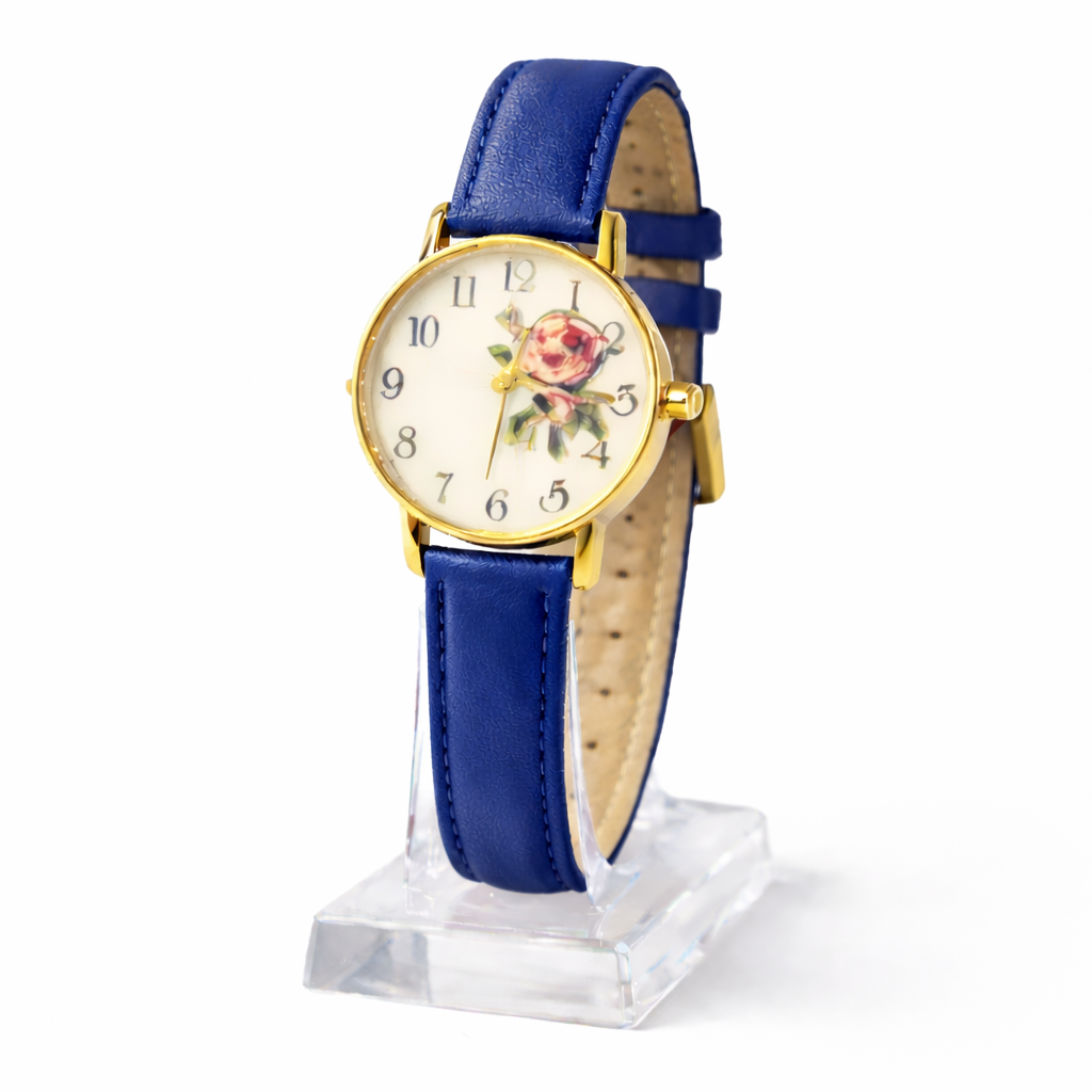 Minimalistisk dameur med analog urskive quartz urværk klassisk rem og spænde | Rosélie