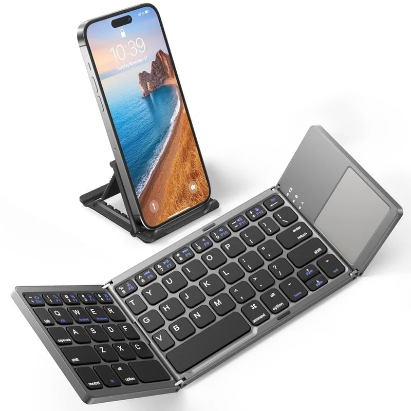 Foldbart Tastatur Bluetooth Touchpad Mobil Brug | Rovano