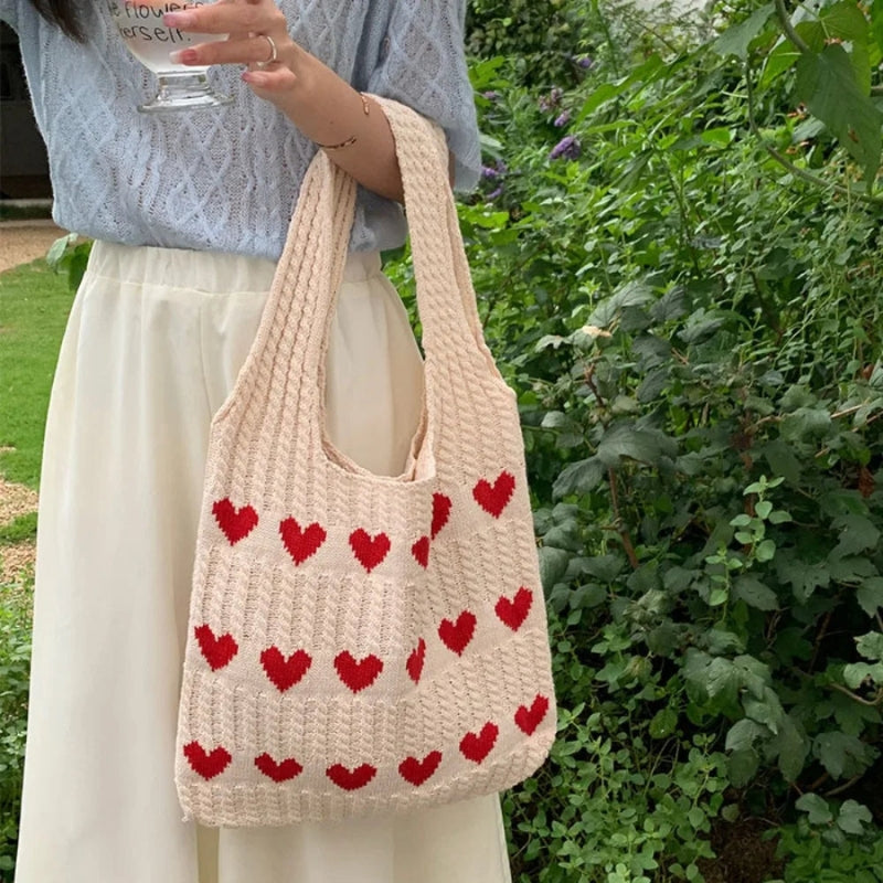 Tote taske broderet hjerte polyester daglig | Lucero