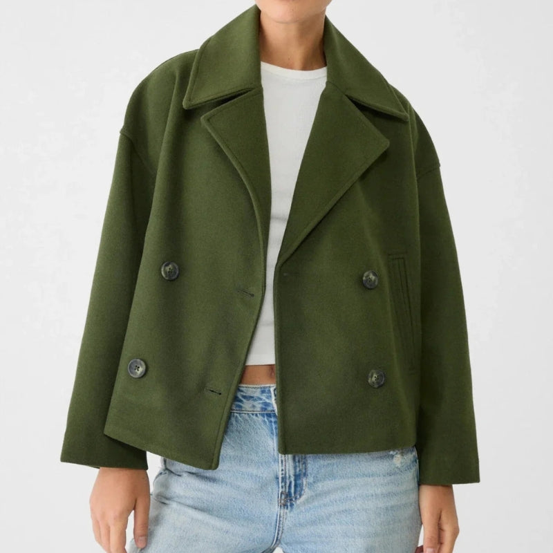 Cropped Jakke Dobbeltknap Polyester Casual | Marvello