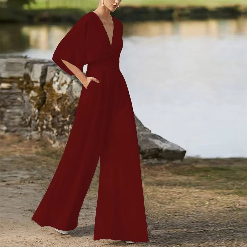 Jumpsuit Loose Fit V-hals Casual Comfort | Virela