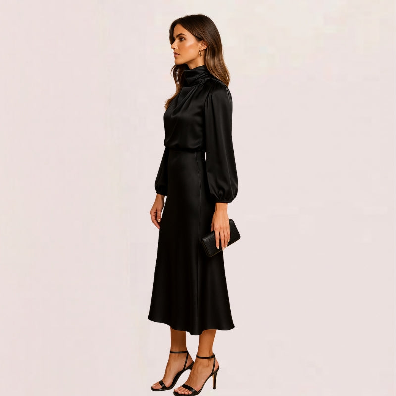 Kjole Satin Wrap Ståkrave Elegant Komfort | Lucena