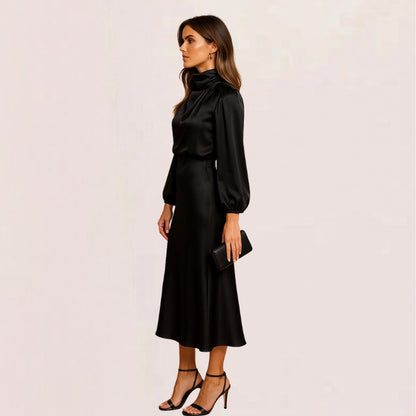 Kjole Satin Wrap Ståkrave Elegant Komfort | Lucena